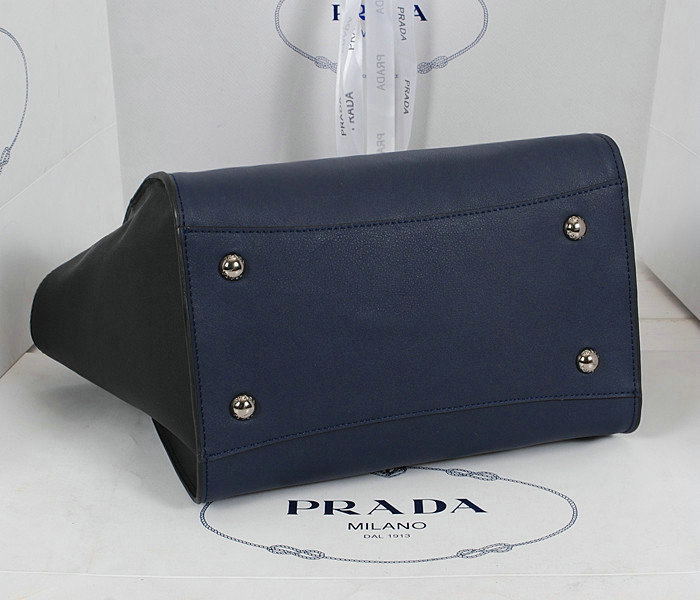 2014 Prada original leather tote bag BN2625 royalblue&black